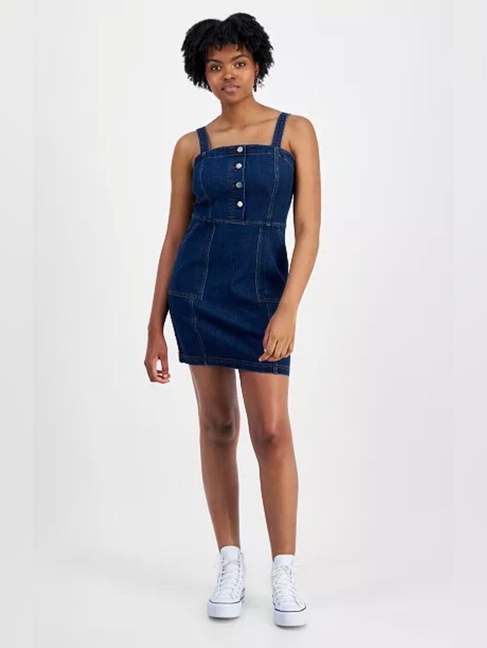 {Tinseltown} Juniors' Denim Button-Front Utility-Pocket Dress - Size XL